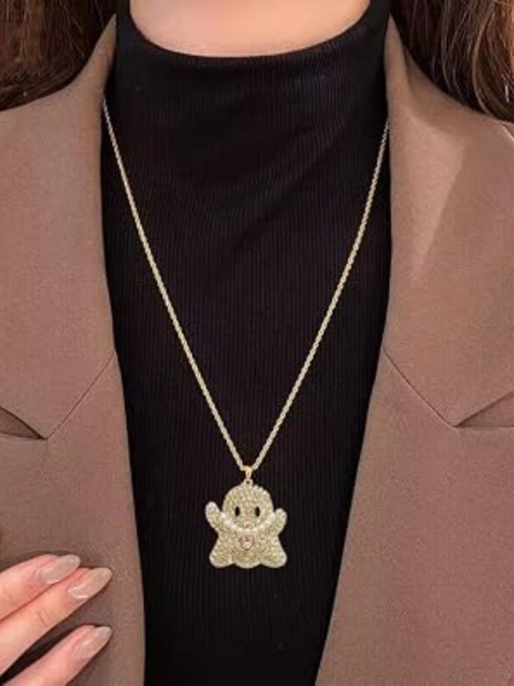 Neiman Marcus Crystal Halloween Ghost Necklace
